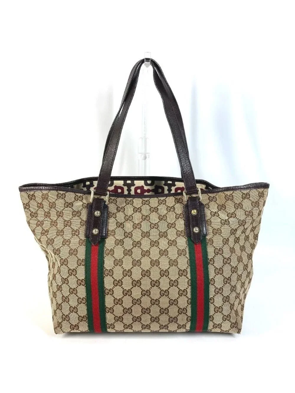 Gucci Shoulder Bag GG Logo Sherry Line Canvas Leather Beige - Picture 2 of 9